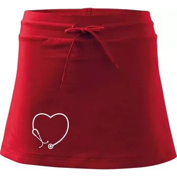 Dámská sukně Stetoskop srdce - Sportovní sukně - two in one - S ( Červená )