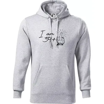 Pánská mikina I am fuck off 60 - Mikina pánská Cape s kapucí - S ( Světlešedý Melír )