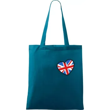 Británie srdce prso - Taška bavlněná - 42 x 38 cm ( Petrolejová )