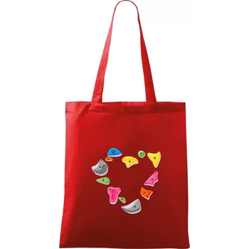 Nákupní taška Lezení na stěně - srdce - Taška bavlněná - 42 x 38 cm ( Červená )
