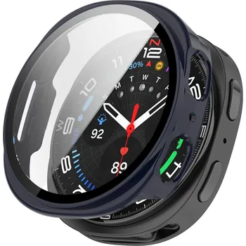 Příslušenství k chytrým hodinkám VSECHNONAMOBIL 115087 PC FULL COVER Plastový kryt se sklem pro Samsung Galaxy Watch8 40mm tmavě modrý