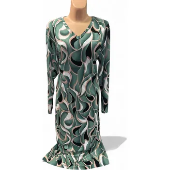 Dámské šaty Zelené šaty ELENA, Barva Zelená, Velikost XXXL 54, Materiál 98% Polyester 2% Lycra