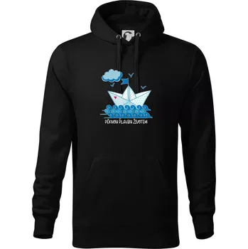 Pánská mikina Pěknou plavbu životem - Mikina pánská Cape s kapucí - S ( Černá )