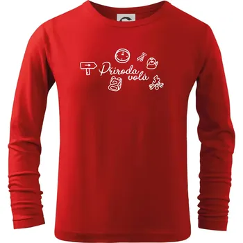 Chlapecké tričko Ikony - příroda volá - Triko dětské Long Sleeve - 146 cm/10 let ( Červená )