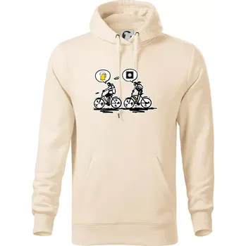 Pánská mikina Cyklistika na co myslím - Mikina pánská Cape s kapucí - 2XL ( Mandlová )