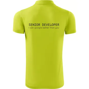 Pánská košile Senior developer google better than you - Polokošile Victory sportovní (dresovina) - M ( Limetková )