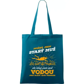 Potápěč - možná jsem starý muž - Taška bavlněná - 42 x 38 cm ( Petrolejová )