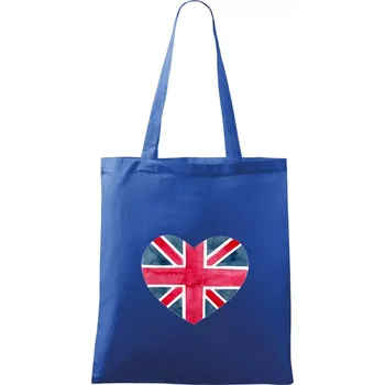 Nákupní taška Britské srdce malované - Taška bavlněná - 42 x 38 cm ( Královská modrá )