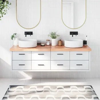 vidaXL Koupelnová deska 180x60x(2-6) cm ošetřený masiv [3156264] Barva: světle hnědá