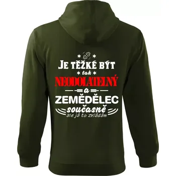 Pánská mikina Je těžké být neodolatelný zemědělec - Mikina s kapucí na zip trendy zipper - XL ( Military )