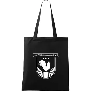 Nákupní taška Vstávám se slepicemi - Taška bavlněná - 42 x 38 cm ( Černá )