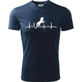 Chlapecké tričko Ekg kůň ikona - Dětské triko sportovní (dresovina) - 134 cm/8 let ( Námořní modrá (velmi tmavá - téměř černá) )