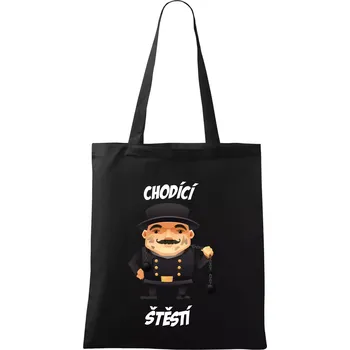 Nákupní taška Kominík chodící štěstí - Taška bavlněná - 42 x 38 cm ( Černá )