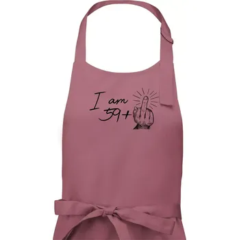 Kuchyňská zástěra Je mi 60 - Prostředníček - Dámská zástěra na vaření - Univerzální velikost ( Starorůžová )