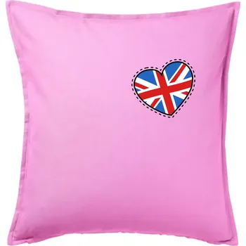 Polštář Británie srdce prso - Polštář 50x50 - 50x50 - Pouze potah ( Růžová )
