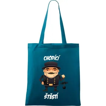 Kominík chodící štěstí - Taška bavlněná - 42 x 38 cm ( Petrolejová )