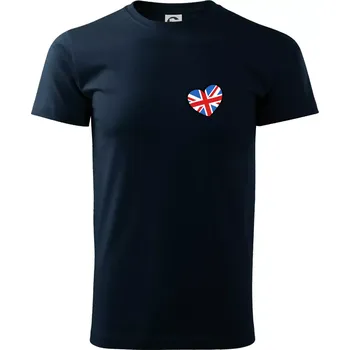 Pánské tričko Británie srdce prso - Triko extra velké (5-8XL) - 6XL ( Námořní modrá (velmi tmavá - téměř černá) )