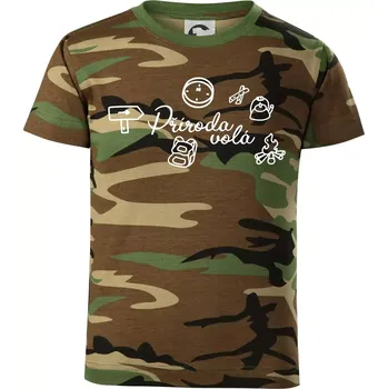 Chlapecké tričko Ikony - příroda volá - Dětské maskáčové triko - 122 cm/6 let ( Hnědý maskáč )