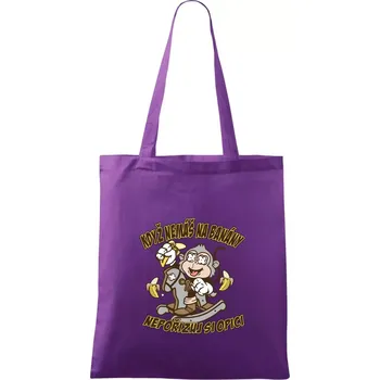 Když nemáš na banány, nepořizuj si opici - Taška bavlněná - 42 x 38 cm ( Fialová )