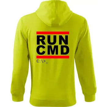 Pánská mikina Run CMD - Mikina s kapucí na zip trendy zipper - 2XL ( Limetková )