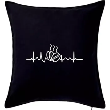 Polštář EKG zrna kávy - Polštář 50x50 - 50x50 - Pouze potah ( Černá )