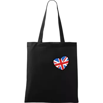 Británie srdce prso - Taška bavlněná - 42 x 38 cm ( Černá )
