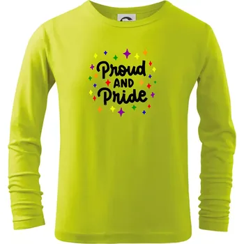 Chlapecké oblečení Proud and pride hvězdy - Triko dětské Long Sleeve - 146 cm/10 let ( Limetková )