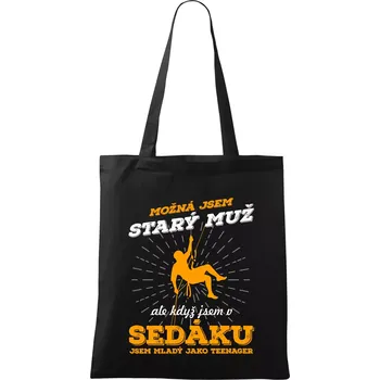 Nákupní taška Horolezec - možná jsem starý muž - Taška bavlněná - 42 x 38 cm ( Černá )