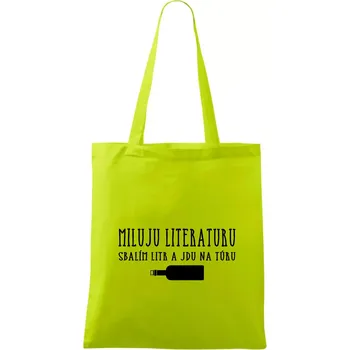 Miluju literaturu - Taška bavlněná - 42 x 38 cm ( Limetková )