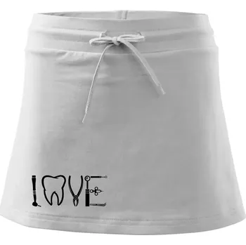 Dámská sukně Love zubař - Sportovní sukně - two in one - M ( Bílá )