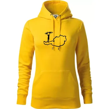 Dámská mikina Cyklistka - Mapa Rakouska - Mikina dámská Cape s kapucí - L ( Žlutá )