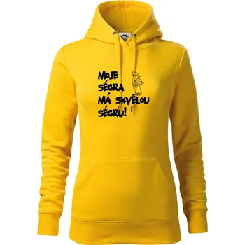 Dámská mikina Moje ségra má skvělou ségru - Mikina dámská Cape s kapucí - M ( Žlutá )