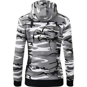 Dámská mikina Kůň a já silueta - Dámská mikina trendy zipper s kapucí - L ( Šedý maskáč )