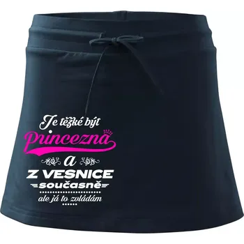 Dámská sukně Je těžké být princezna z vesnice - Sportovní sukně - two in one - L ( Námořní modrá (velmi tmavá - téměř černá) )