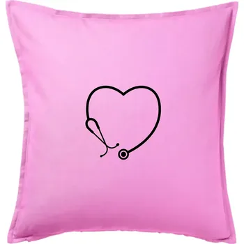 Polštář Stetoskop srdce - Polštář 50x50 - 50x50 - Pouze potah ( Růžová )