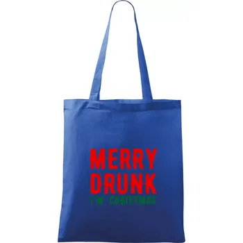 Nákupní taška Merry Drunk I'm Christmas - Taška bavlněná - 42 x 38 cm ( Královská modrá )