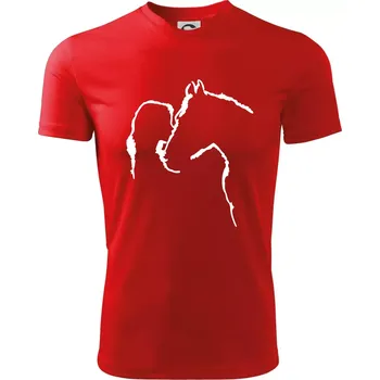 Kůň a já silueta - Dětské triko sportovní (dresovina) - 146 cm/10 let ( Červená )