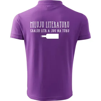 Pánská košile Miluju literaturu - Polokošile pánská Pique Polo 203 - 5XL ( Fialová )