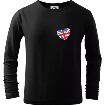 Chlapecké oblečení Británie srdce prso - Triko dětské Long Sleeve - 134 cm/8 let ( Černá )