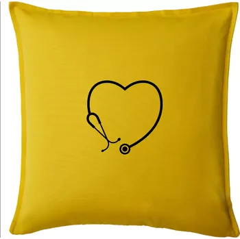 Polštář Stetoskop srdce - Polštář 50x50 - 50x50 - Pouze potah ( Žlutá )