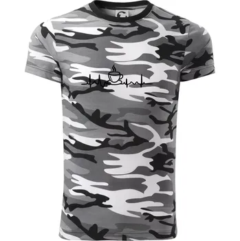 Pánské tričko EKG hrnek kávy - Army CAMOUFLAGE - XS ( Šedý maskáč )