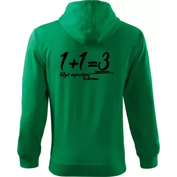 Pánská mikina 1+1=3 když nepoužiješ ochranu - Mikina s kapucí na zip trendy zipper - S ( Středně zelená )