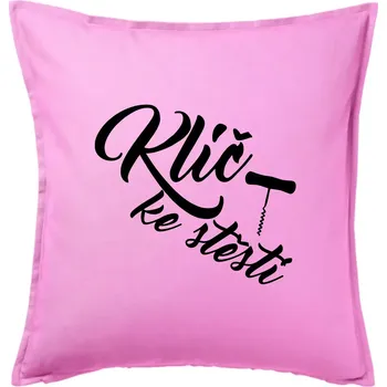 Polštář Klíč ke štěstí vývrtka jednoduchá - Polštář 50x50 - 50x50 - Pouze potah ( Růžová )