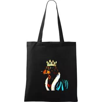 Nákupní taška Jezevčík král - olejová malba - Taška bavlněná - 42 x 38 cm ( Černá )