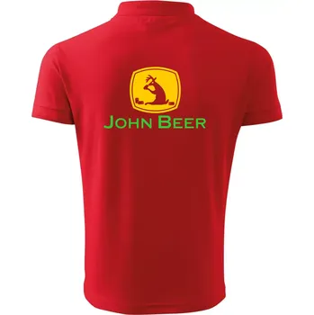 Pánská košile John Beer jelen s pivem - Polokošile pánská Pique Polo 203 - M ( Červená )