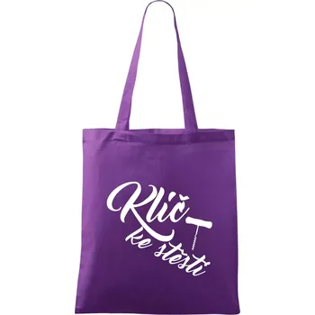 Klíč ke štěstí vývrtka jednoduchá - Taška bavlněná - 42 x 38 cm ( Fialová )