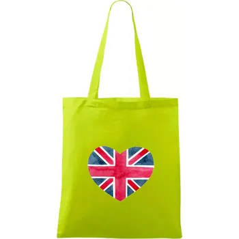 Britské srdce malované - Taška bavlněná - 42 x 38 cm ( Limetková )