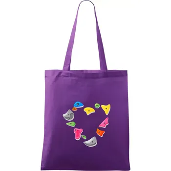Lezení na stěně - srdce - Taška bavlněná - 42 x 38 cm ( Fialová )