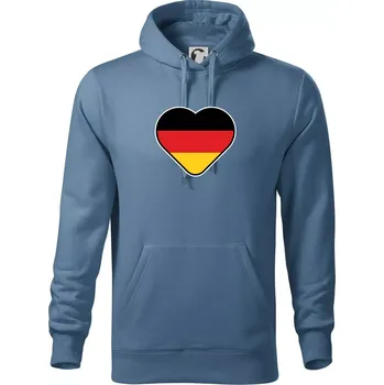 Pánská mikina Germany love velké - Německá vlajka - Mikina pánská Cape s kapucí - 4XL ( Denim )