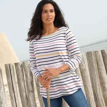 Dámské tričko Proužkované tričko s 3/4 rukávy bílá/vícebarevná 52